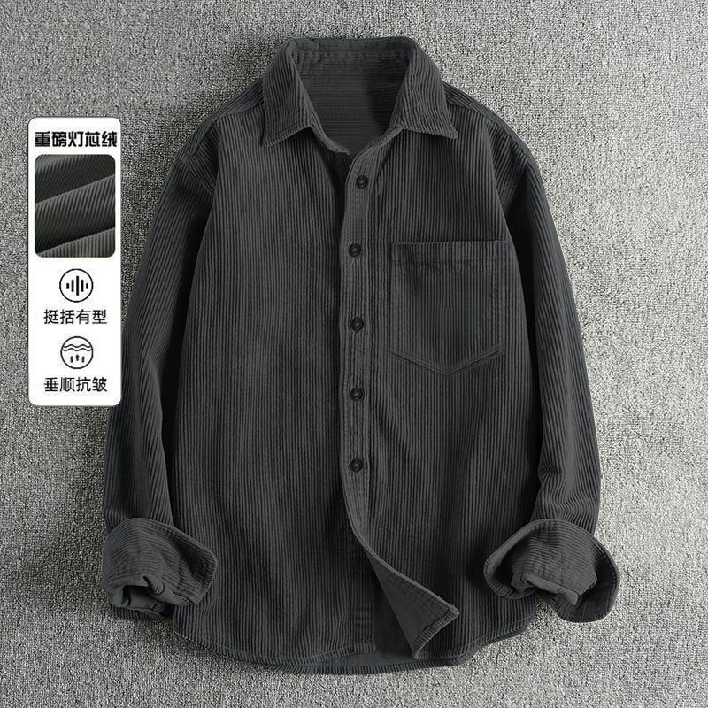 Autumn Men's Corduroy Long Sle - Corduroy Button Up Shirt Men 评论和价格
