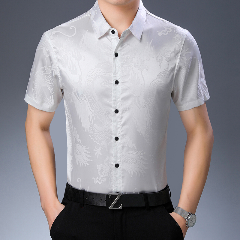 Mens Fashion Pattern Silk Shir - Mens Satin Silk Dress Shirt 评论和价格