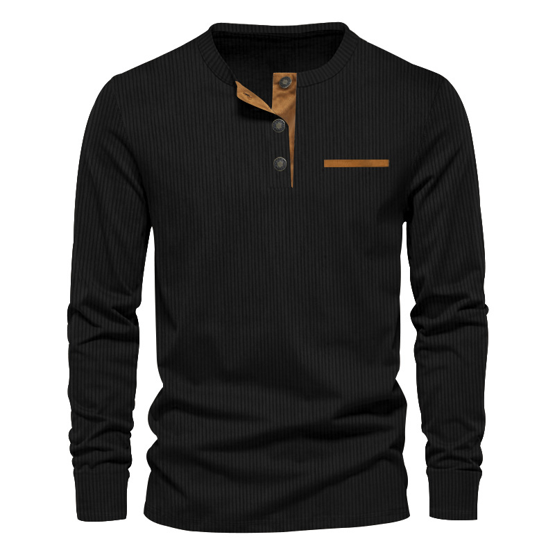 New Men's Long Sleeve T-shirt  - Corduroy Button Up Shirt Men 评论和价格