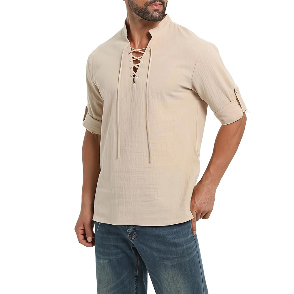 Spring Autumn Men's Pirate Shi - Medieval Gothic Lace Up Pirate Shirt 评论和价格