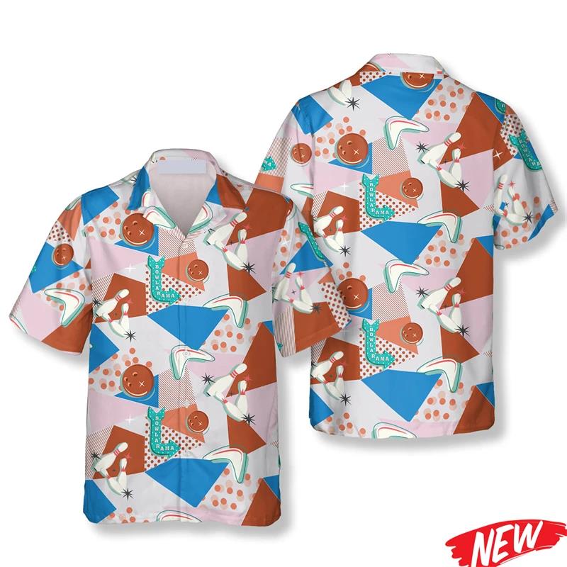 Classic Bowling Pattern Hawaii - Short Sleeve Bowling Shirt Retro 评论和价格