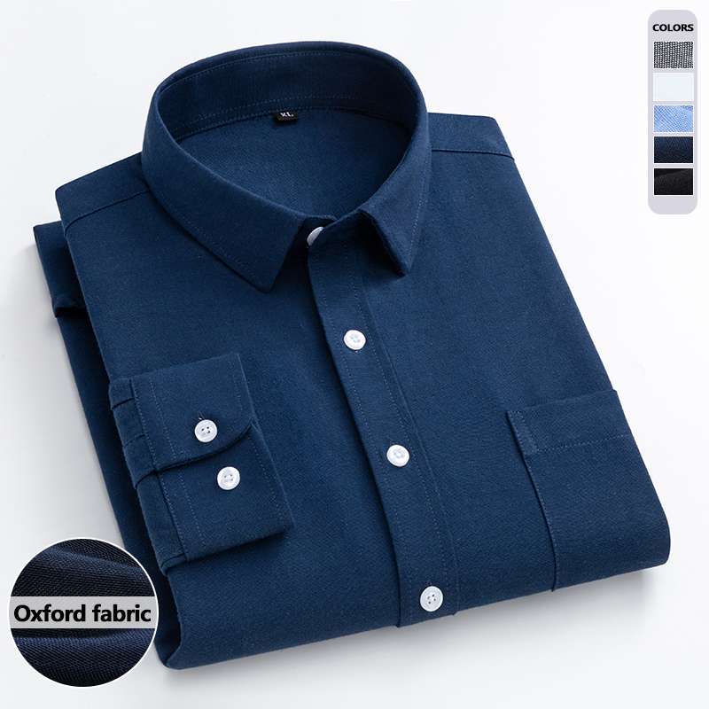 Navy Blue Oxford Shirt Men's L - Oxford Cotton Casual Shirt Business 评论和价格
