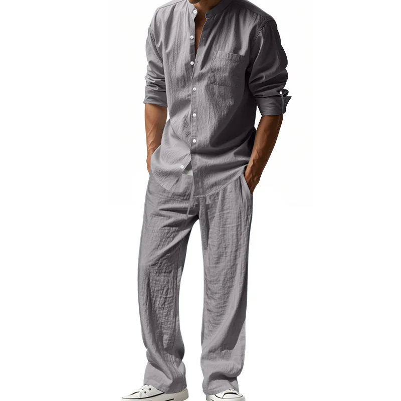 2025 Cross-border American Fou - Mens Linen Shirt Long Sleeve 评论和价格
