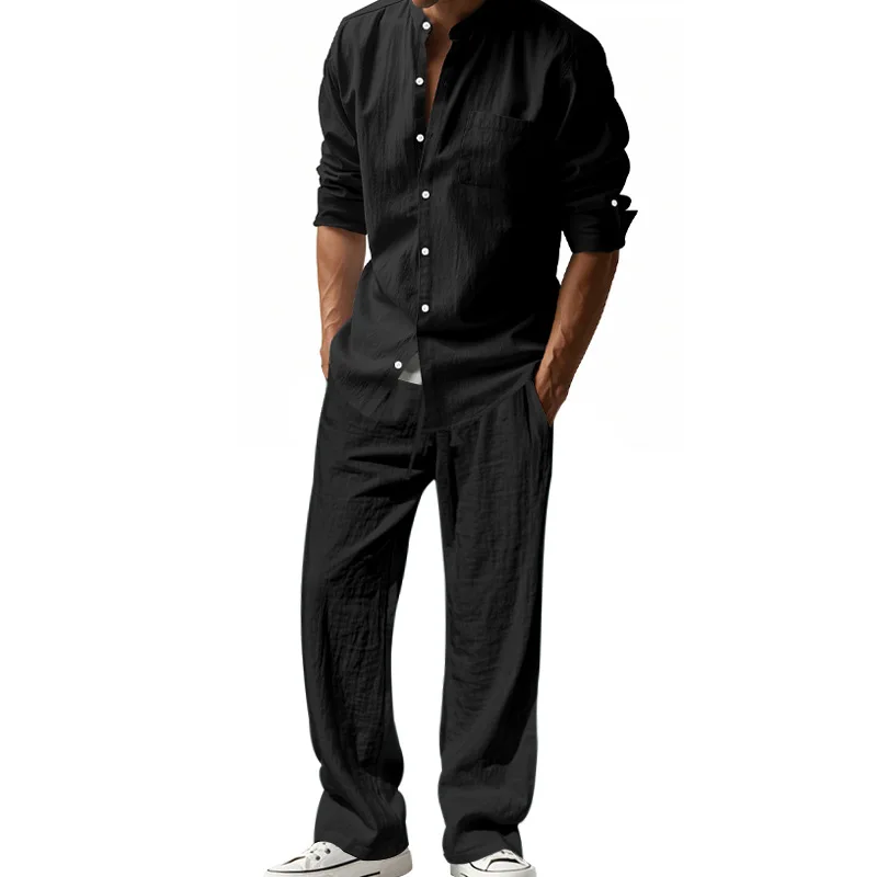 2025 Cross-border American Fou - Mens Linen Shirt Long Sleeve 评论和价格