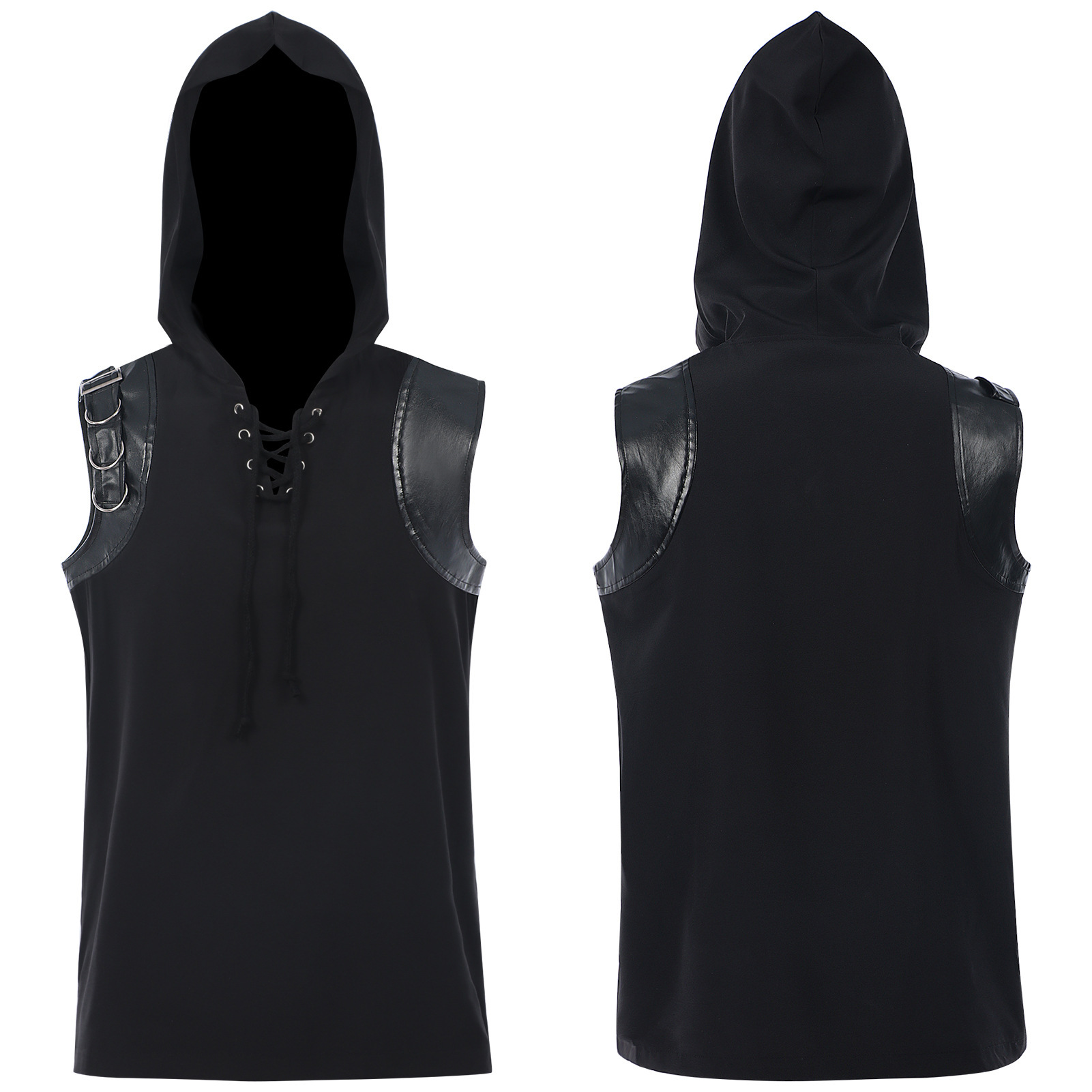 Men's Medieval Pirate Shirts L - Medieval Gothic Lace Up Pirate Shirt 评论和价格
