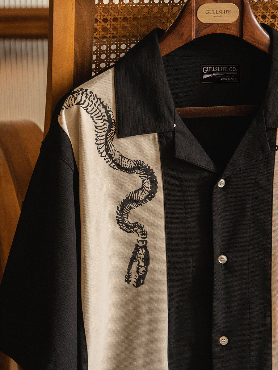 Loose Cuban Collar Print Short - Short Sleeve Bowling Shirt Retro 评论和价格