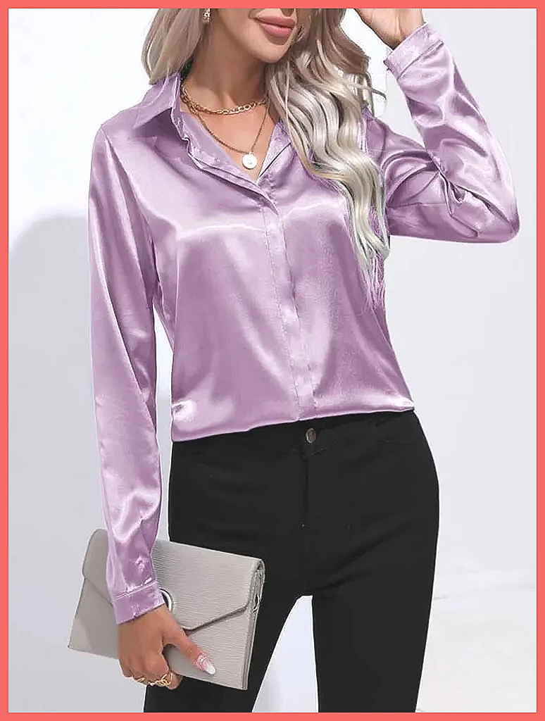 2025 Spring Summer Satin Shirt - Shirts 评论和价格