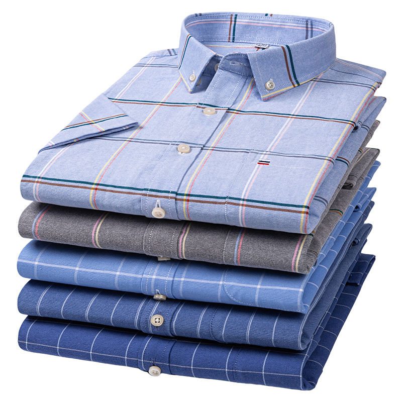 Quality Men Shirt Short Sleeve - Oxford Cotton Casual Shirt Business 评论和价格