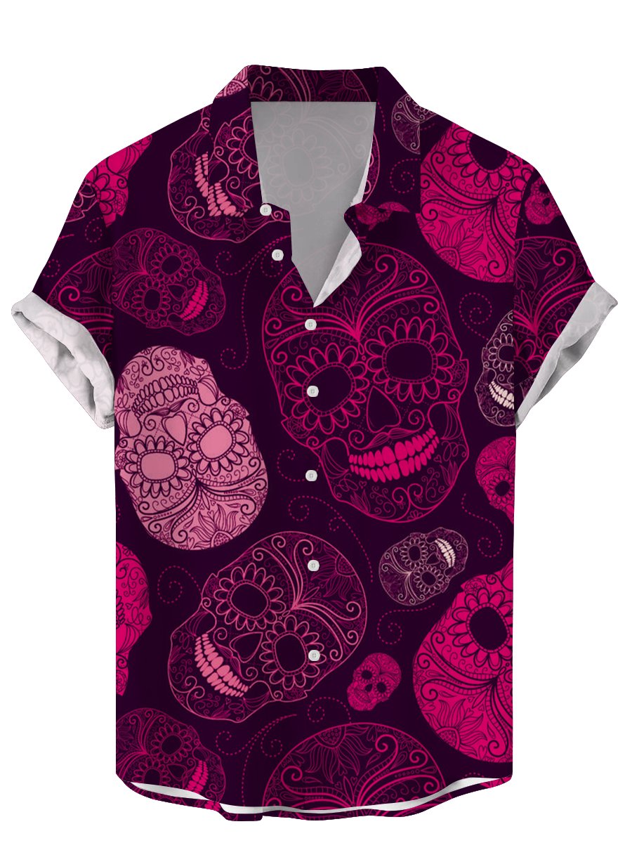 Vintage Skull Floral Men's Shi - Vintage Hawaiian Floral Shirt 评论和价格