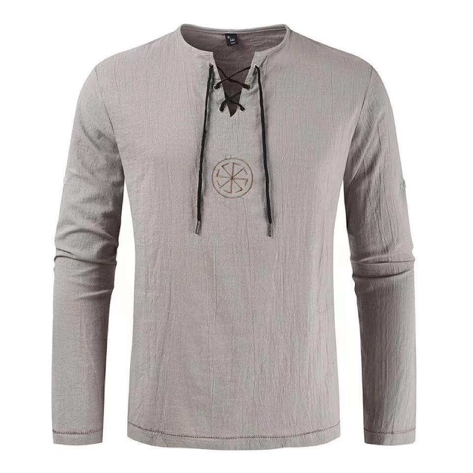 Men's Viking Vegvisir Tunic Me - Mens Linen Shirt Long Sleeve 评论和价格