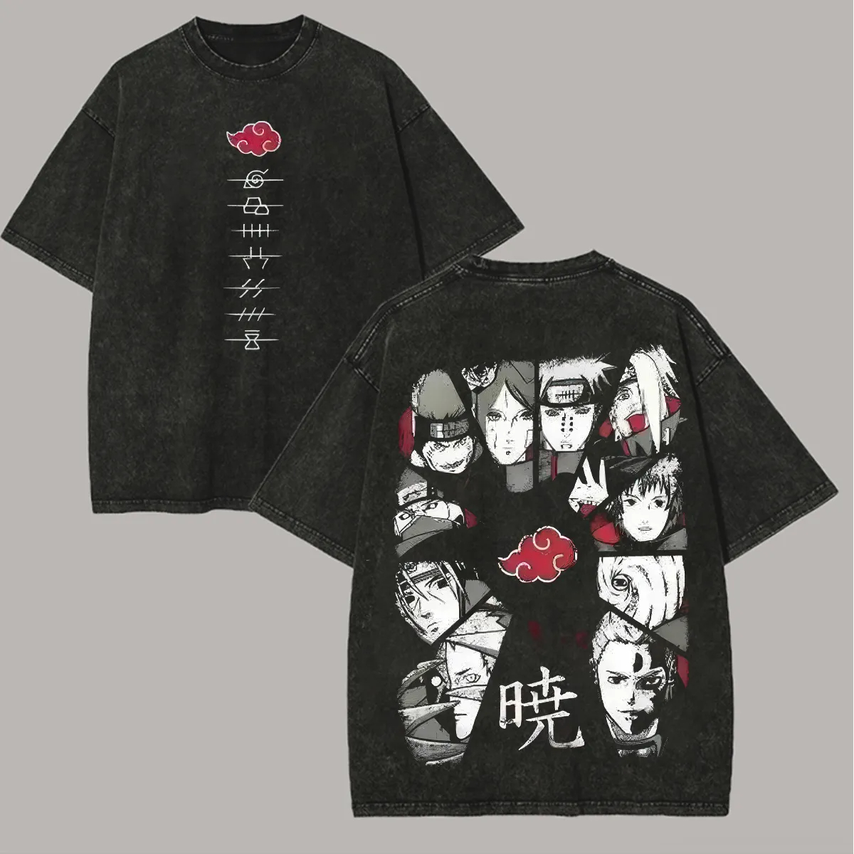 Akatsuki T Shirt Naruto Men Ac - Acid Wash Vintage Graphic T Shirt 评论和价格