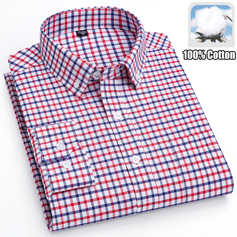 100% Cotton Breathable Men Oxf - Oxford Cotton Casual Shirt Business 评论和价格