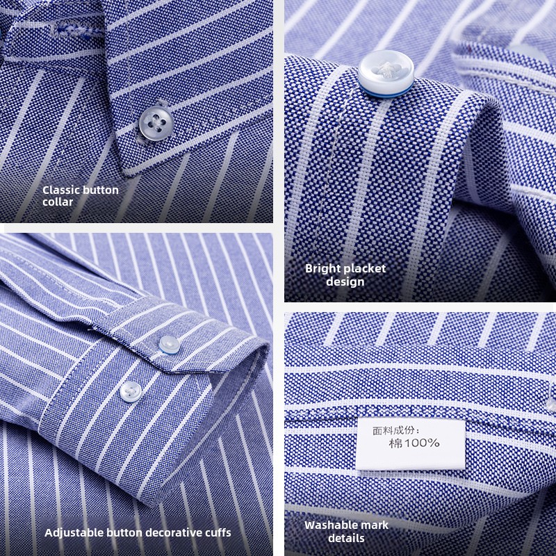 100% Cotton Breathable Men Oxf - Oxford Cotton Casual Shirt Business 评论和价格