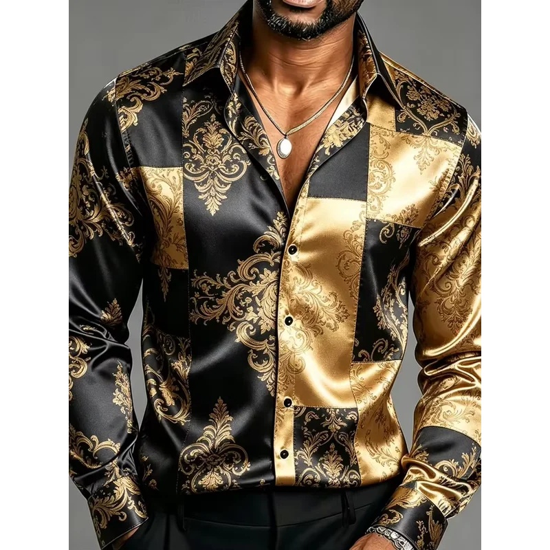 Satin Silk Long Sleeve Baroque - Mens Satin Silk Dress Shirt 评论和价格