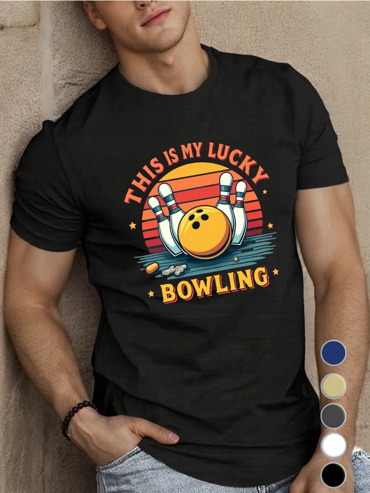 Royal Blue Mens Crew Neck Cott - Short Sleeve Bowling Shirt Retro 评论和价格