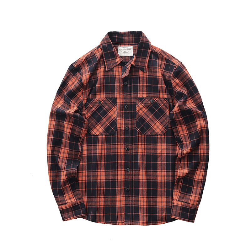 Autumn New Japanese Retro 300g - Flannel Plaid Shirt Heavy Weight 评论和价格