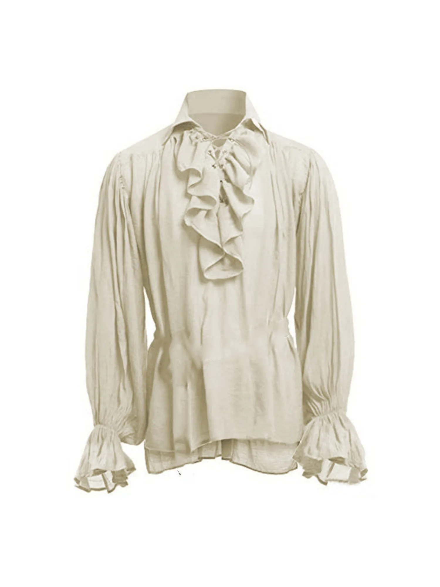 Men Pirate Shirt Vampire Princ - Medieval Gothic Lace Up Pirate Shirt 评论和价格