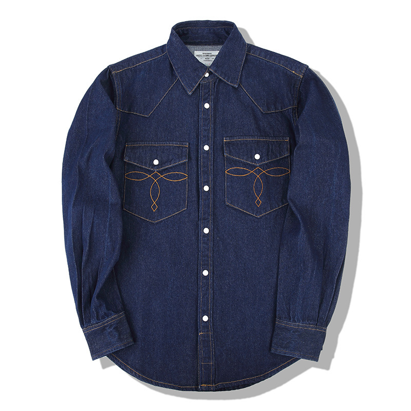American Wash Vintage Denim Sh - Mens Western Denim Pearl Snap Shirt 评论和价格
