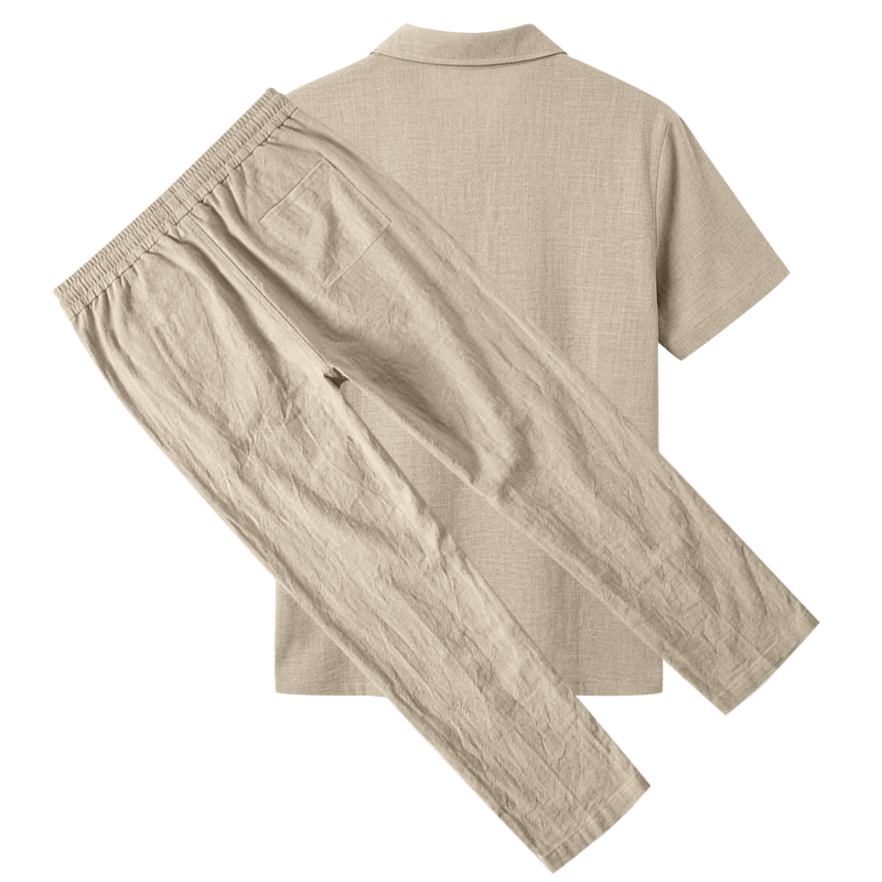 Men's 2 Piece Polo Set Short S - Mens Linen Shirt Long Sleeve 评论和价格