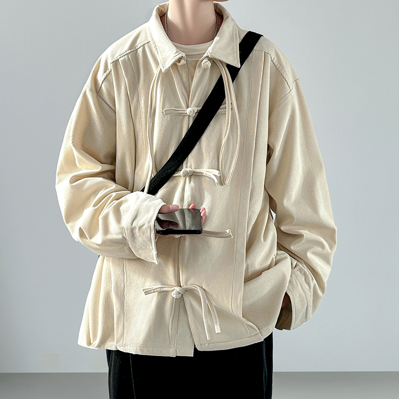 2025 Men Retro Chinese Style C - Corduroy Button Up Shirt Men 评论和价格