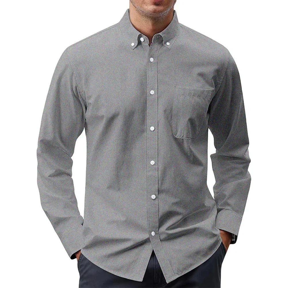 Men's Long Sleeve Shirts Solid - Oxford Cotton Casual Shirt Business 评论和价格