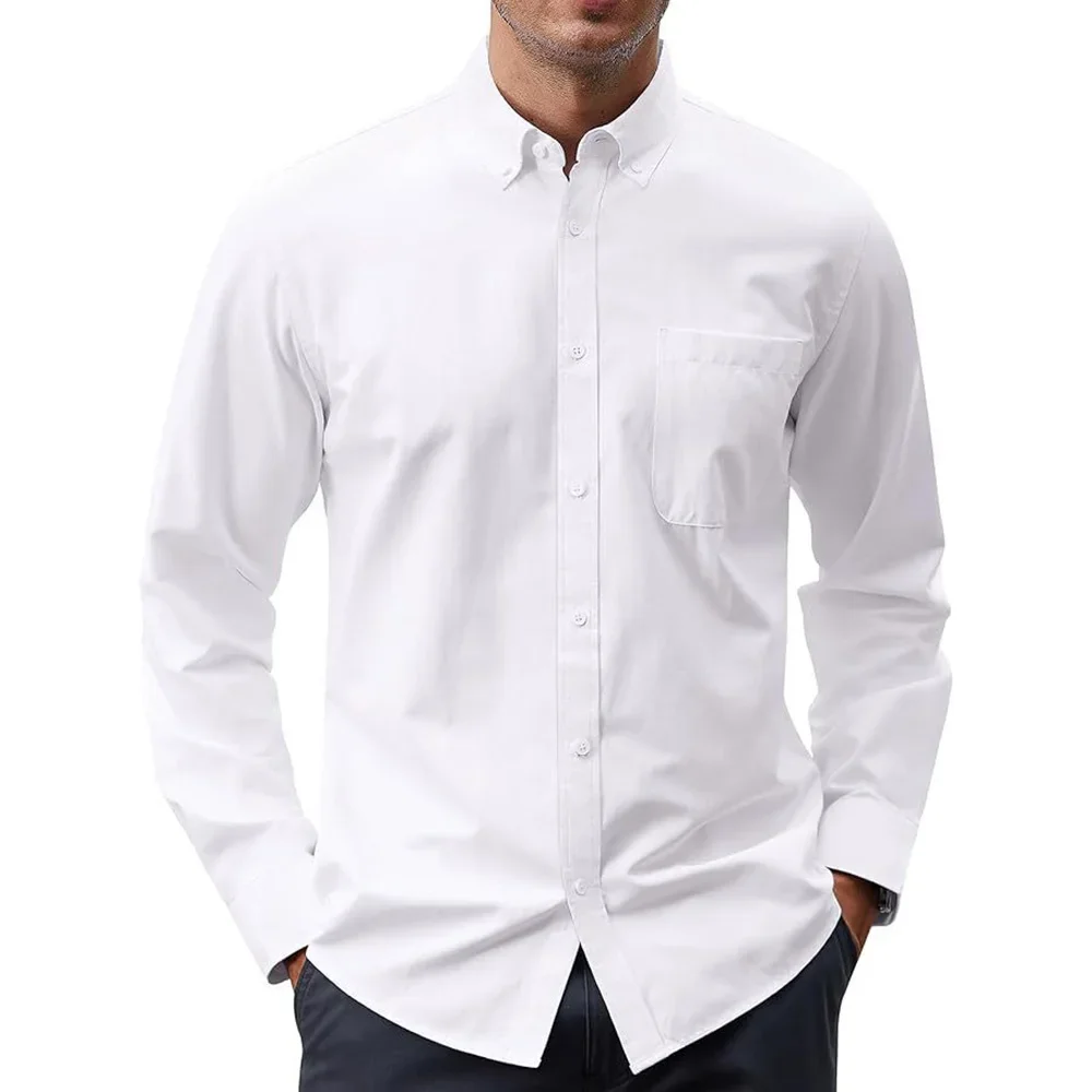 Men's Long Sleeve Shirts Solid - Oxford Cotton Casual Shirt Business 评论和价格